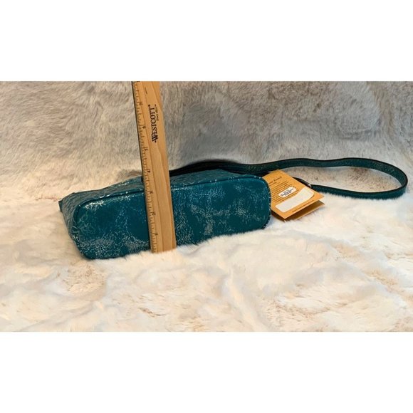 NWT Patricia Nash Aimee Teal Metallic Floret Tooled Crossbody P1085528 - Picture 7 of 14
